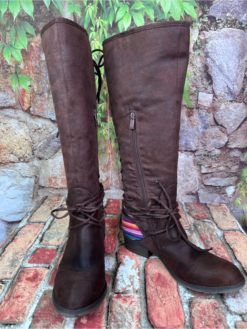 VERY VOLATILE Rainbow Inset Lace Up Festival Boots, 10 - Picture 7 of 15